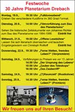 Festwoche 30 Jahre Planetarium Drebach 19. - 25. September 2016, Drebach